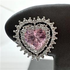 Heart Pink Stone Stud Earrings!